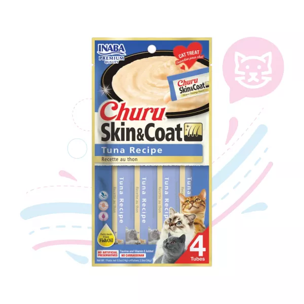 INABA CAT SNACK CHURU 4PIEZAS SKIN & COAT USA671