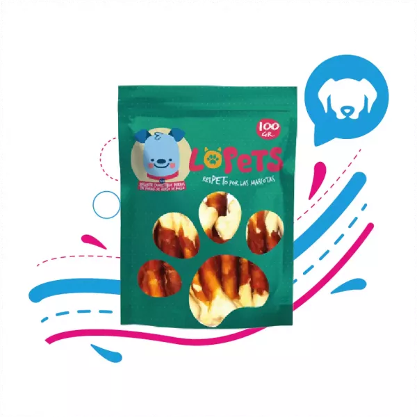 JUGUETE COMESTIBLE HUESO POLLO X 100 GR LOPET