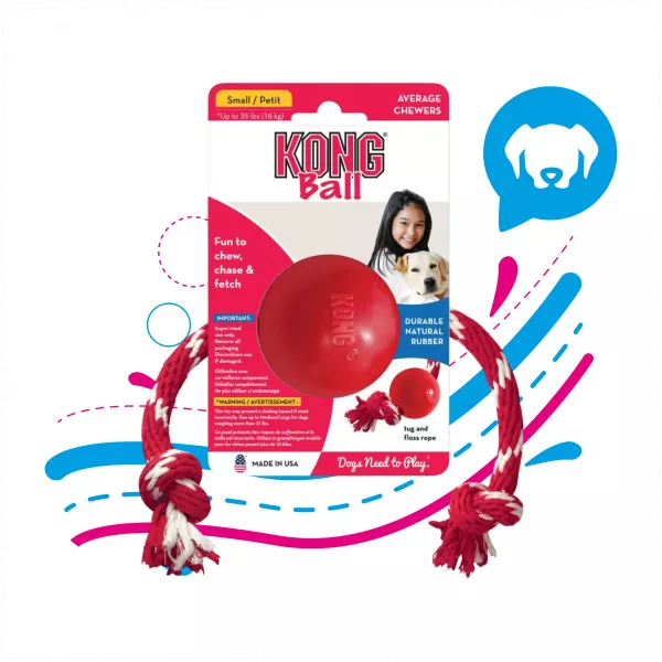 KONG PERRO CAUCHO CLASSIC PELOTA CON LAZO S KB21KO