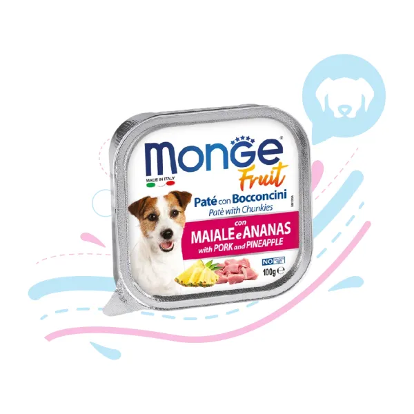 MONGE DOG FRUIT PORK/PINEAPPLE X 100 GR