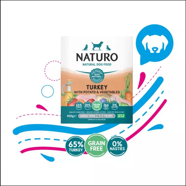 NATURO BANDEJA DOG TURKEY-POTATO&VEG X400GR (8707)