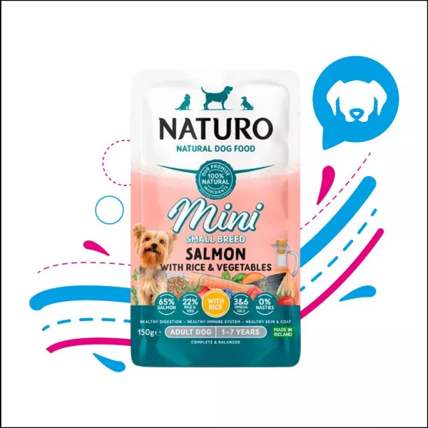NATURO POUCHE ADULTO MINI-SALMON&ARROZX150G (0408)