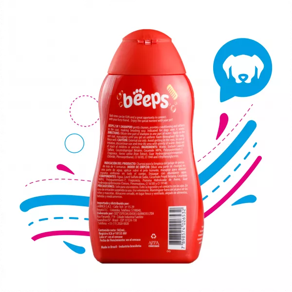 SHAMPOO PARA PERRO BEEPS 2 EN 1 / 502ML