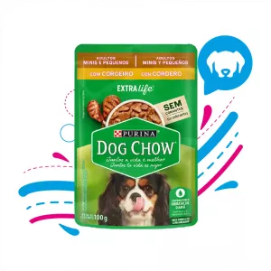DOG CHOW POUCHE ADULTO MINI Y PEQUEÑO CORDERO 100 GR