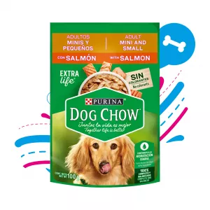 DOG CHOW POUCHE ADULTOS MINIS Y PEQUEÑOS SALMÓN 100 GR