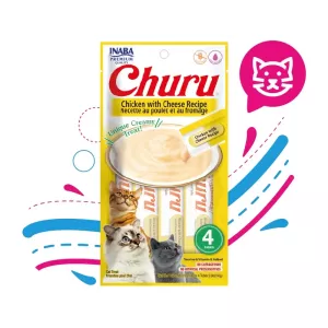 INABA CAT SNACK CHURU 4 PIEZAS POLLO CON QUESO