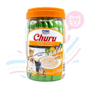 INABA CAT SNACK CHURU 50 PIEZAS CHICKE VARI USA652