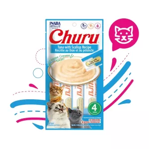 INABA SNACK CHURU TUNA WITH SCALLOPE ATÚN Y VIERA 4 PIEZAS USA604