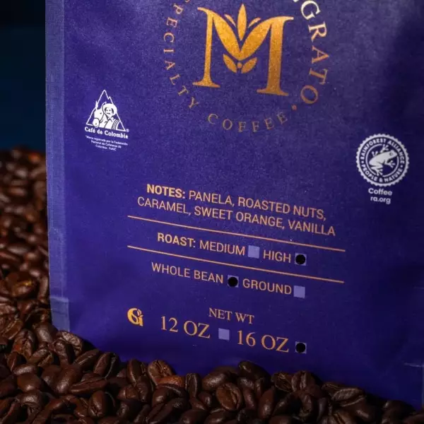 16 oz Whole Bean-High Roast/Arabica Colombian Specialty Coffee-Rainforest Alliance cert.-Farm to Cup