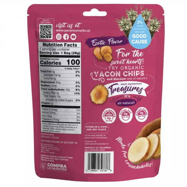 Baked Organic Yacon Chips 1oz