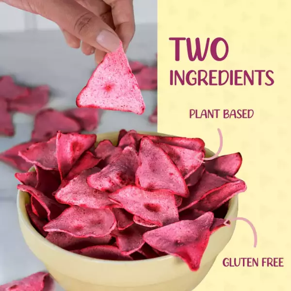 Beetroot and corn tortilla chips / 4.2 oz / Plant Based / Clean label / No preservatives / 28 Units