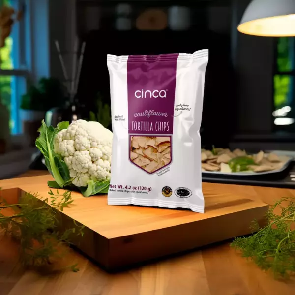 Cauliflower and corn chips / 4.2 oz / Plant Based / Clean label / No preservatives / 28 Units