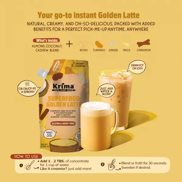 Golden Latte 7.05 oz / Almond / Cashew / Coconut / Instant drink mix / Vegan / Sugar Free/Turmeric