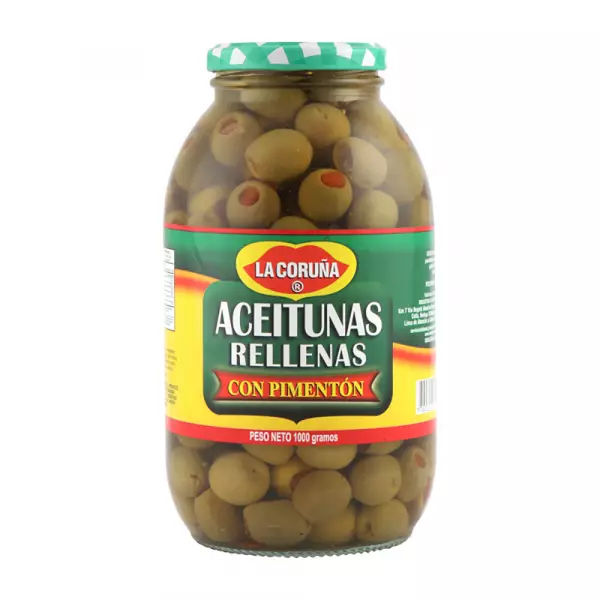 Red Pepper Stuffed Olives Glass Jar 35.27 oz Private Label