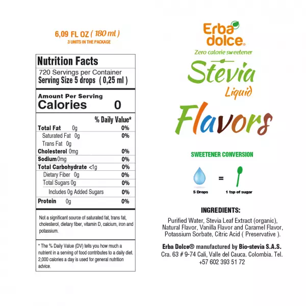 Stevia liquid sweetener pack of 3 flavors.