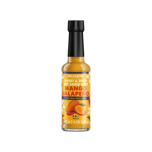 Sweet and spicy hot sauce with mango and jalapeño/habanero bell pepper/natural vinegar-glass jar 6oz