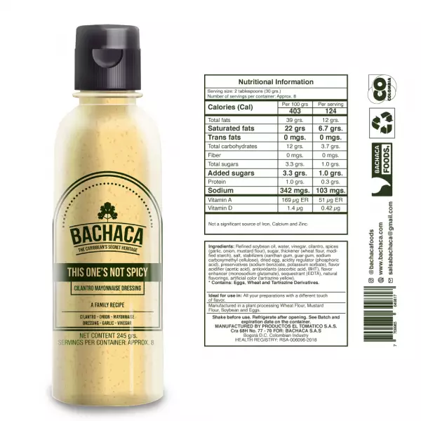 This One’S Not Spicy - Hot Sauce - Cilantro Mayonnaise Dressing - 8.8oz