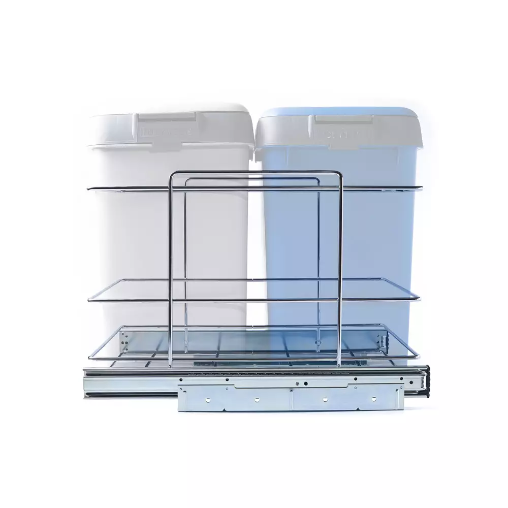 Double Waste Bin Container   Blue And Grey 1Un