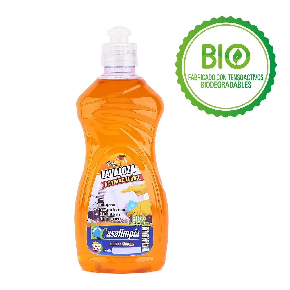 Jabón lavaloza líquido antibacterial 500ml fragancia citrus mango