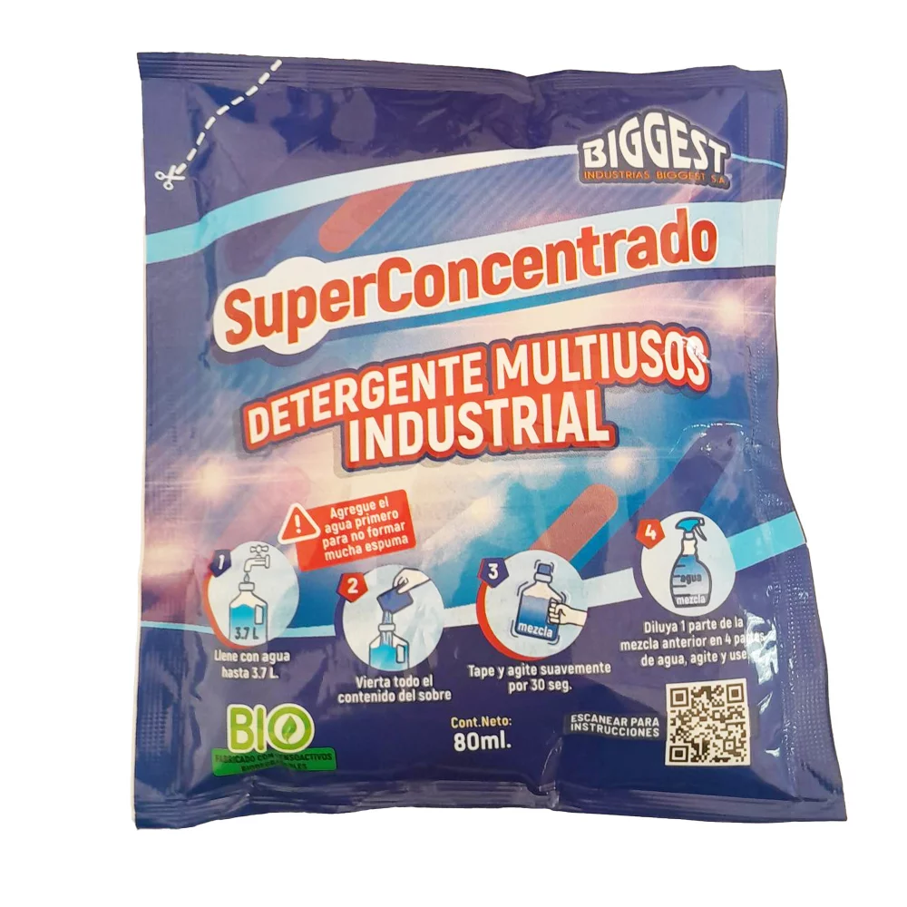 Superconcentrado Detergente Multiusos Industrial Sachet 80Ml