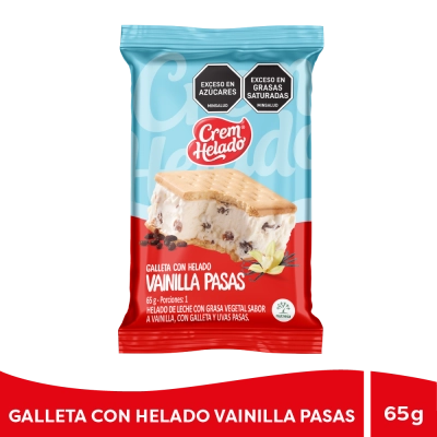 Galleta con Helado Vainilla.Pasas