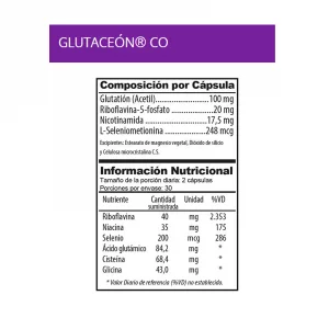 Glutaceon Fórmula con Glutatión, Vitamina B2 y Selenio
