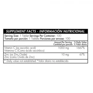 Vitamina C 1000 mg Plus con Zinc