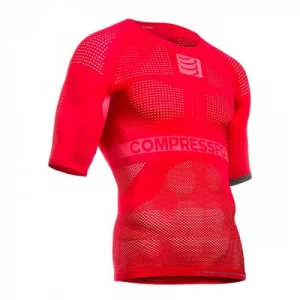 Camiseta Deportiva Unisex Primera Piel Compressport Manga Corta Roja