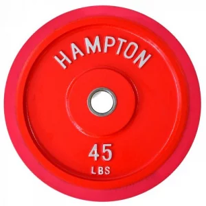 Disco Olímpico Encauchetado Hampton PBP de 45Lb Rojo
