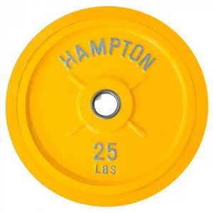 Disco Olímpico Hampton Encauchetado PBP de 25Lb Amarillo