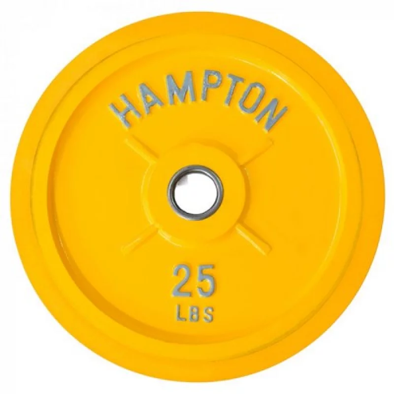 Disco Olímpico Hampton Encauchetado PBP de 25Lb Amarillo