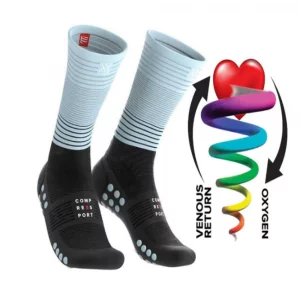 Medias Compressport Mid Compression Socks Black/ Ice Blue T3