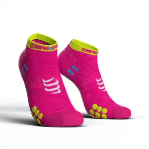 Medias Compressport Pro Racing Socks v3.0 Run Low Fluo Pink T1