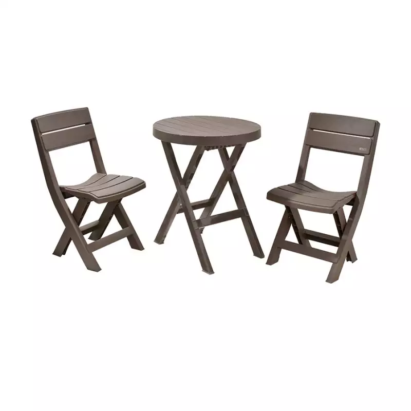 Combo mesa plegable redonda y 2 sillas plegables baru mocca - Home