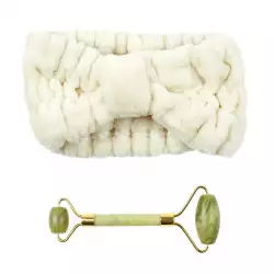 Accesorios faciales cosmetic club masaje de jade + diadema de algodón verde sc29459