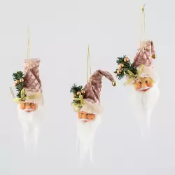 Adorno arbol cabeza santa x 3 pzs 14 cm rose gold tm-22002