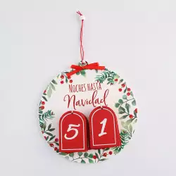 Adorno Arbol Miro Christmas Calendario 17X17Cm Rojo Madera 831-Tn