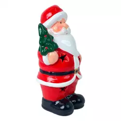 Adorno Santa Santini Con Luz 7X16Cm Rojo Ceramica 200-6700148