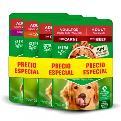 Alimento humedo dog chow adultos 100 gr 4 un surtido 12531069