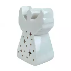 Angel Decorativo Santini Con Luz 5X10Cm Blanco Porcelana 201-7500