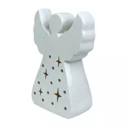 Angel Decorativo Santini Con Luz 5X14Cm Blanco Porcelana 201-7500