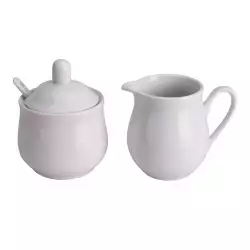 Azucarera y cremera excellent houseware 4pz 150ml blanco en porcelana 795880500
