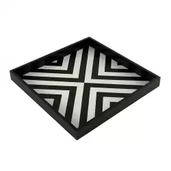 Bandeja Deco Concepts Lineas Monocromia 33X3X33Cm Blanco Negro 5