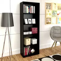 Biblioteca Bertolini Multy 60X180X30Cm Negro Mdp 4146