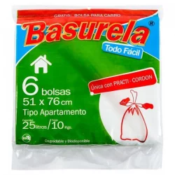 Bolsa Basura Basurela Bolsa Negra 51*76 Cordon 51X76 6 Un