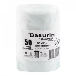 Bolsa Basura Basurin Sp Basurin Blanca Rollo Precorte 61X61 Cm 50