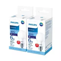 Bombillos  X2 Ecohome 6W + Caja Botadero Luz Fria