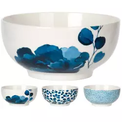 Bowl tazon  siaki 700ml en porcelana tonos azules disenos surtidos q75102270