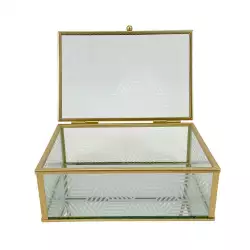 Caja decorativa concepts Rose Blush 15x6,5x10cm dorado vidrio 532-