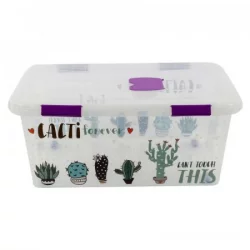 Caja Organizadora  Cactus Great Plastic Con Ruedas Y 4 Cierres-Transparente